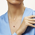 Kırmızı Taşlı Altın Kalp Kolye