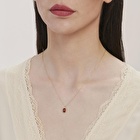 Kırmızı Taşlı Altın Oval Kolye