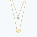 Altın Çift Zincir Kalp Kolye