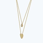 Altın Çift Zincir Kalp Kolye