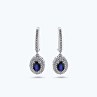 Pırlanta Safir Oval Küpe