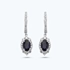 Pırlanta Safir Oval Küpe