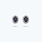 Pırlanta Safir Oval Küpe