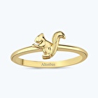 Altın Sincap Figürlü Yüzük