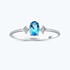 Pırlanta Mavi Topaz Taşlı Yüzük