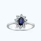 Pırlanta Safir Oval Yüzük