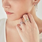 Pırlantalı Sarı Topaz Yüzük