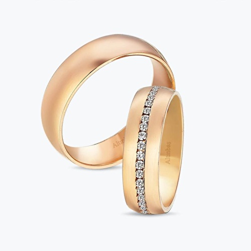 Altın Klasik Bombeli İkili Alyans