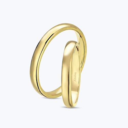 Altın Klasik Bombeli İkili Alyans