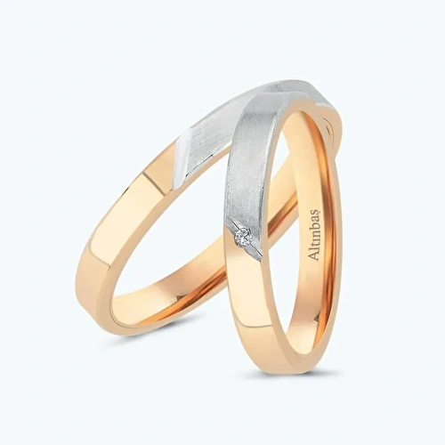 Pırlantalı Altın İkili Alyans