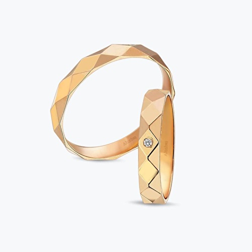 Pırlantalı Altın İkili Alyans