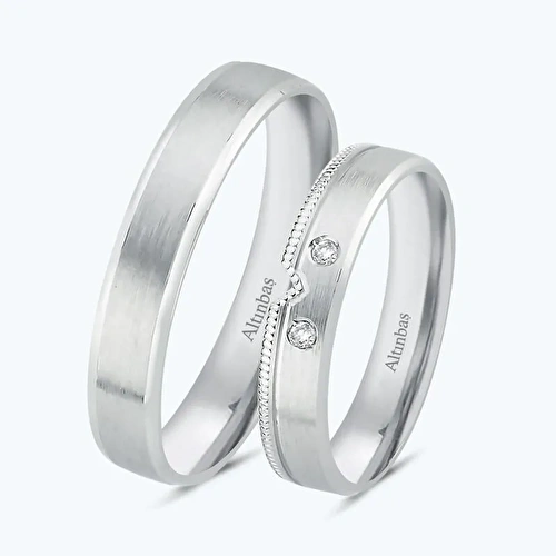 Pırlantalı Altın İkili Alyans