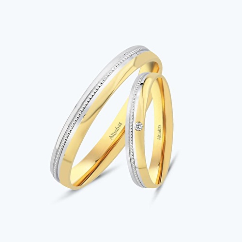 Pırlantalı Altın İkili Alyans