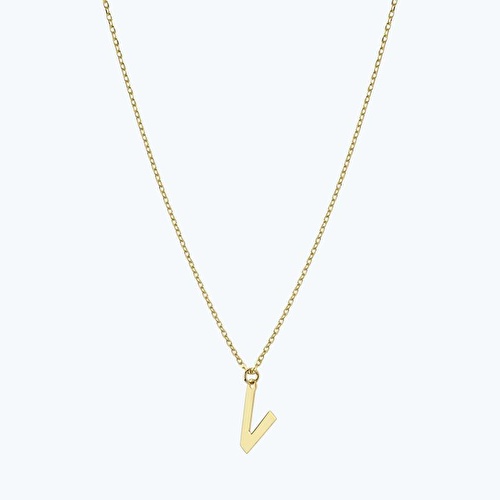 Altın V Harfi Kolye