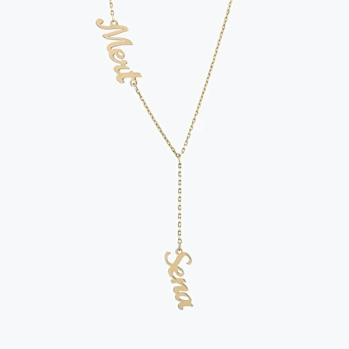 Altın Çift İsimli Kolye