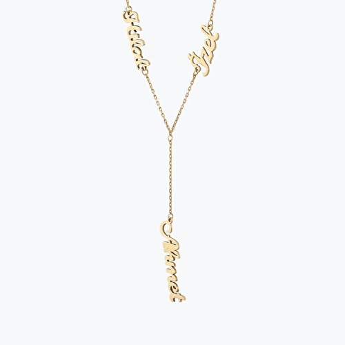 Altın Üç İsimli Kolye