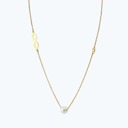 0.02 Karat Pırlanta İncili Sonsuzluk Kolye