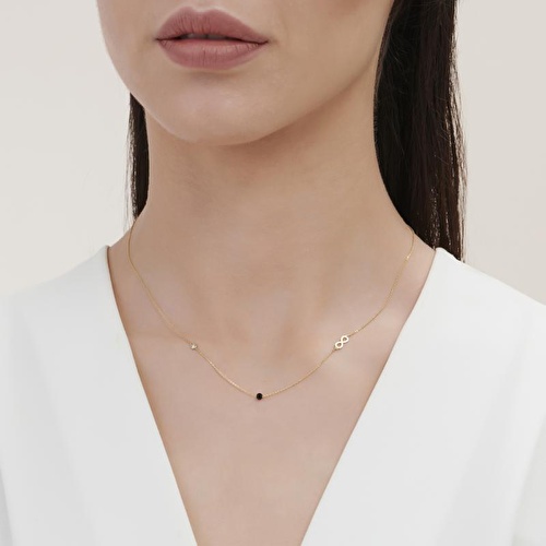 0.02 Karat Pırlanta Spinel Taşlı Sonsuzluk Kolye