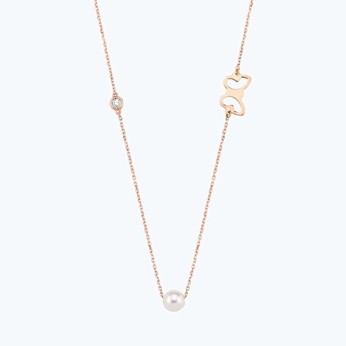 0.02 Karat Pırlanta İncili Kelebek Kolye