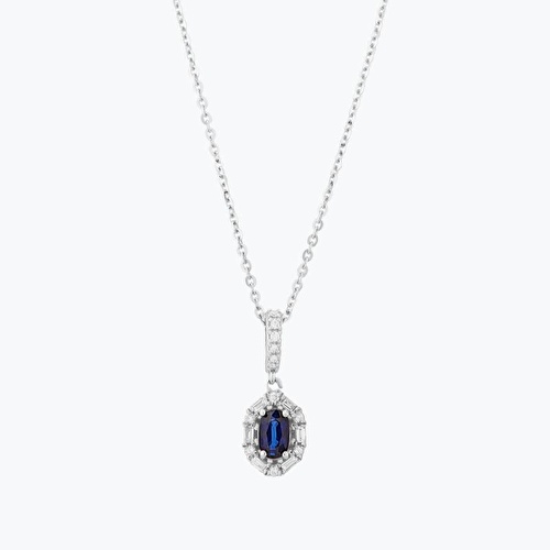 0.08 Karat Pırlanta Safir Kolye