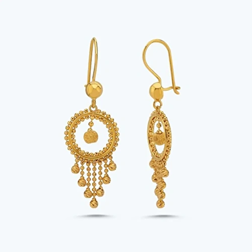 22 Ayar Altın Sallantılı Küpe