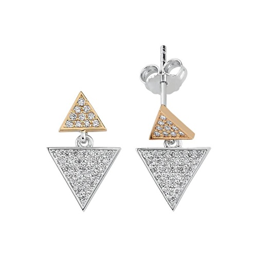 0.39 Karat Pırlanta Üçgen Küpe