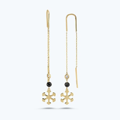 0.03 Karat Pırlanta Spinel Taşlı Kar Tanesi Küpe