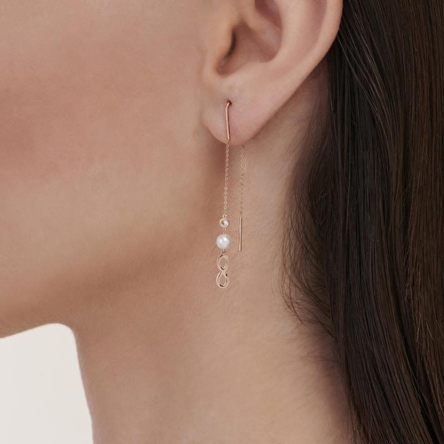 0.04 Karat Pırlanta İncili Sonsuzluk Küpe