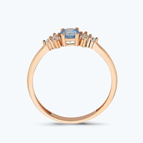 Altın Mavi Taşlı Yüzük