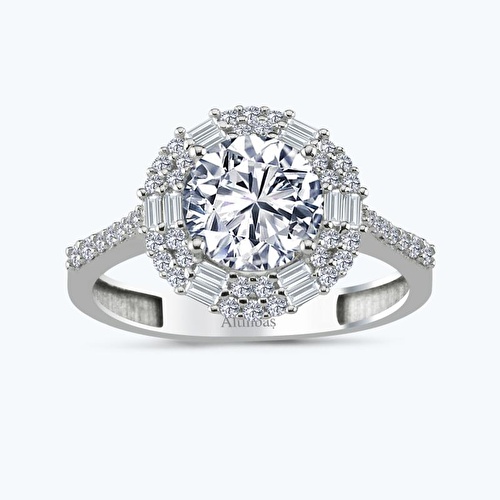 Altın Kolları Taşlı Tektaş Yüzük