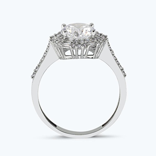 Altın Kolları Taşlı Tektaş Yüzük