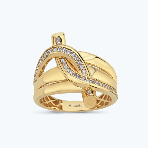 Altın Sıra Taş Düğüm Yüzük