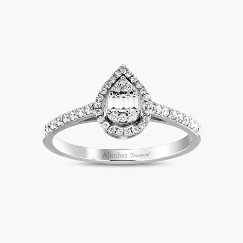 0.27 Karat Pırlanta Baget Damla Yüzük