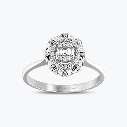 0.18 Karat Pırlanta Baget Yüzük