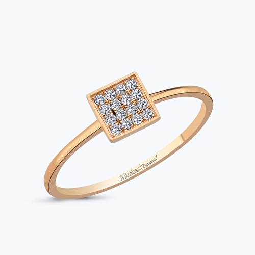 0.10 Karat Pırlanta Kare Yüzük