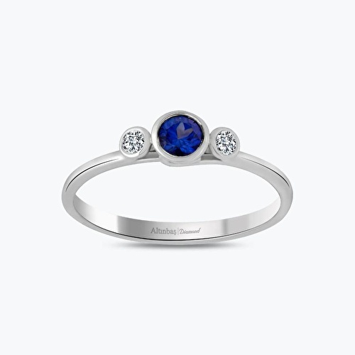 Pırlanta Safir Tria Yüzük