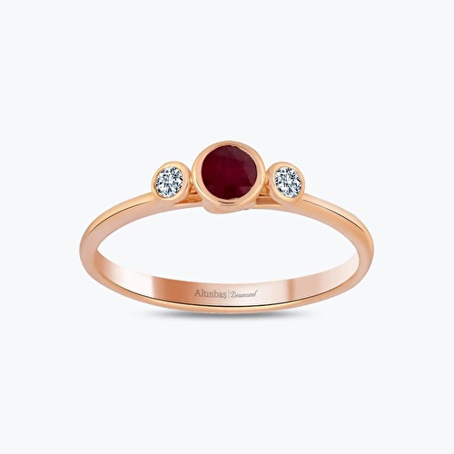 0.27 Karat Pırlanta Yakut Tria Yüzük