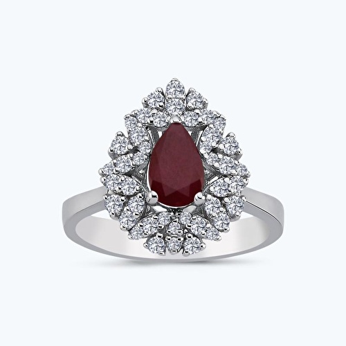 1.37 Karat Pırlanta Yakut Damla Yüzük