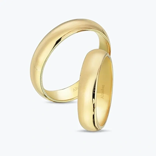 Altın Klasik Bombeli İkili Alyans