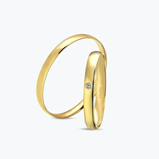 Pırlantalı Altın İkili Alyans