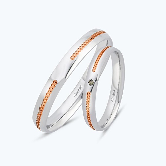 Pırlantalı Altın İkili Alyans