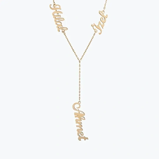 Altın Üç İsimli Kolye