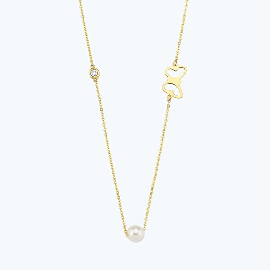 Pırlanta İncili Kelebek Kolye