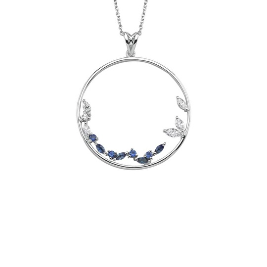 Pırlanta Safir Markiz Kolye