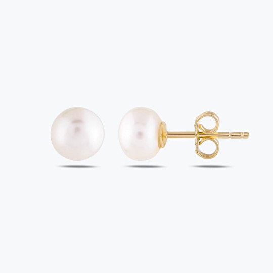 Altın Yassı İnci Küpe