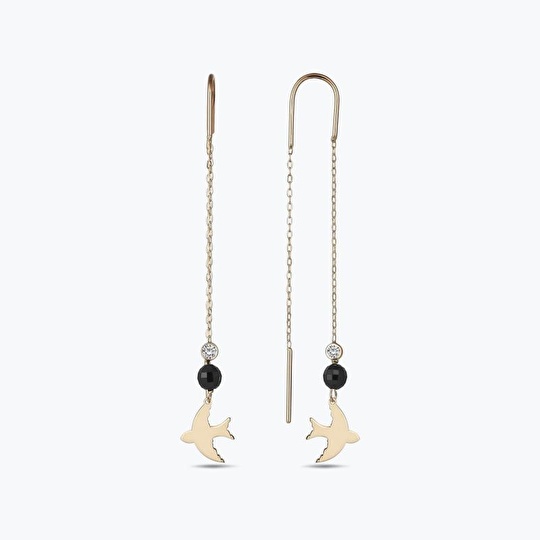 Pırlanta Sallantılı Kırlangıç Küpe