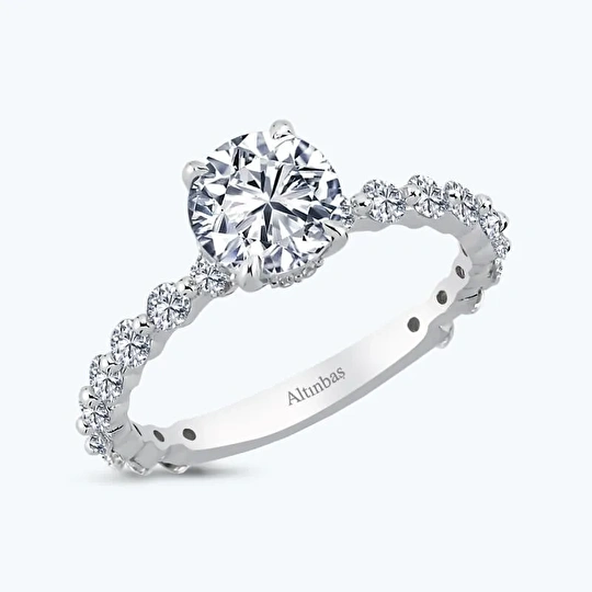 Altın Kolları Taşlı Tektaş Yüzük