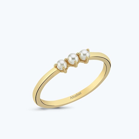 Altın Üç İncili Tria Yüzük