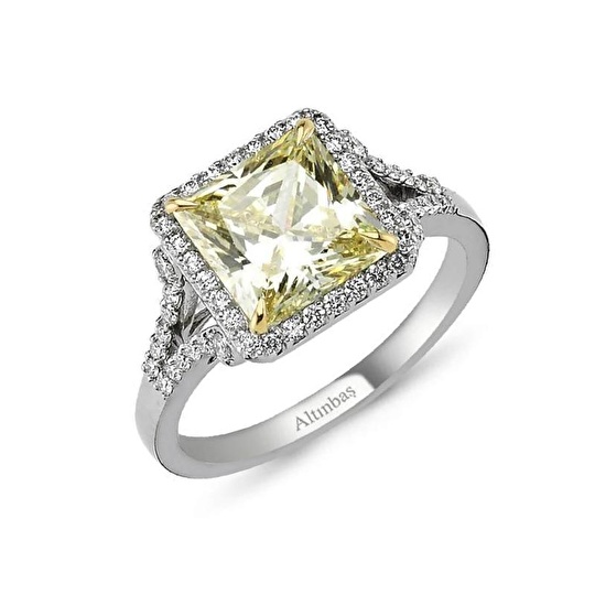Pırlantalı Sarı Topaz Yüzük