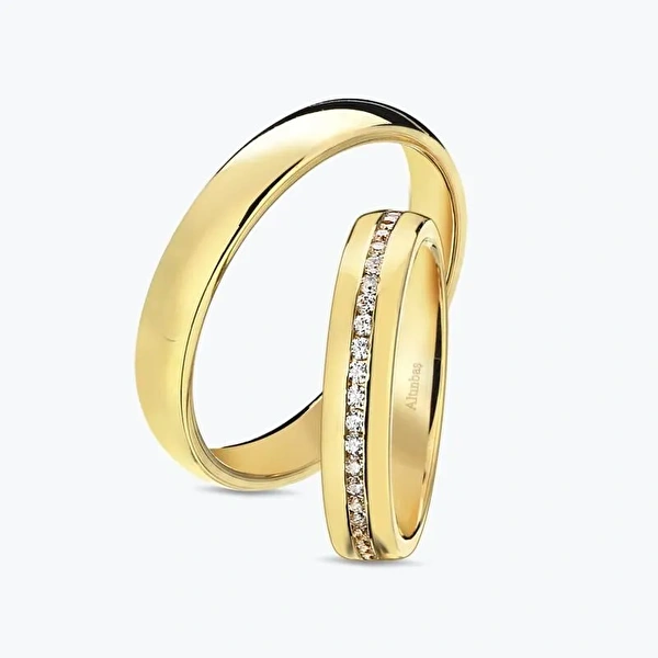 Altın Klasik Bombeli İkili Alyans